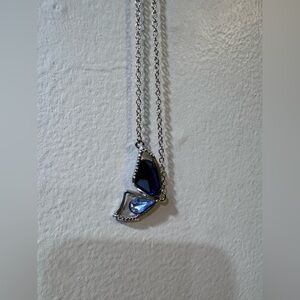 Silver and Blue Butterfly Pendant Necklace